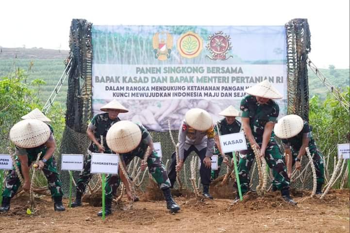 Kasad Panen Raya di Lahan Ketahanan Pangan Kostrad Ciemas Sukabumi - Teropongrakyat.co