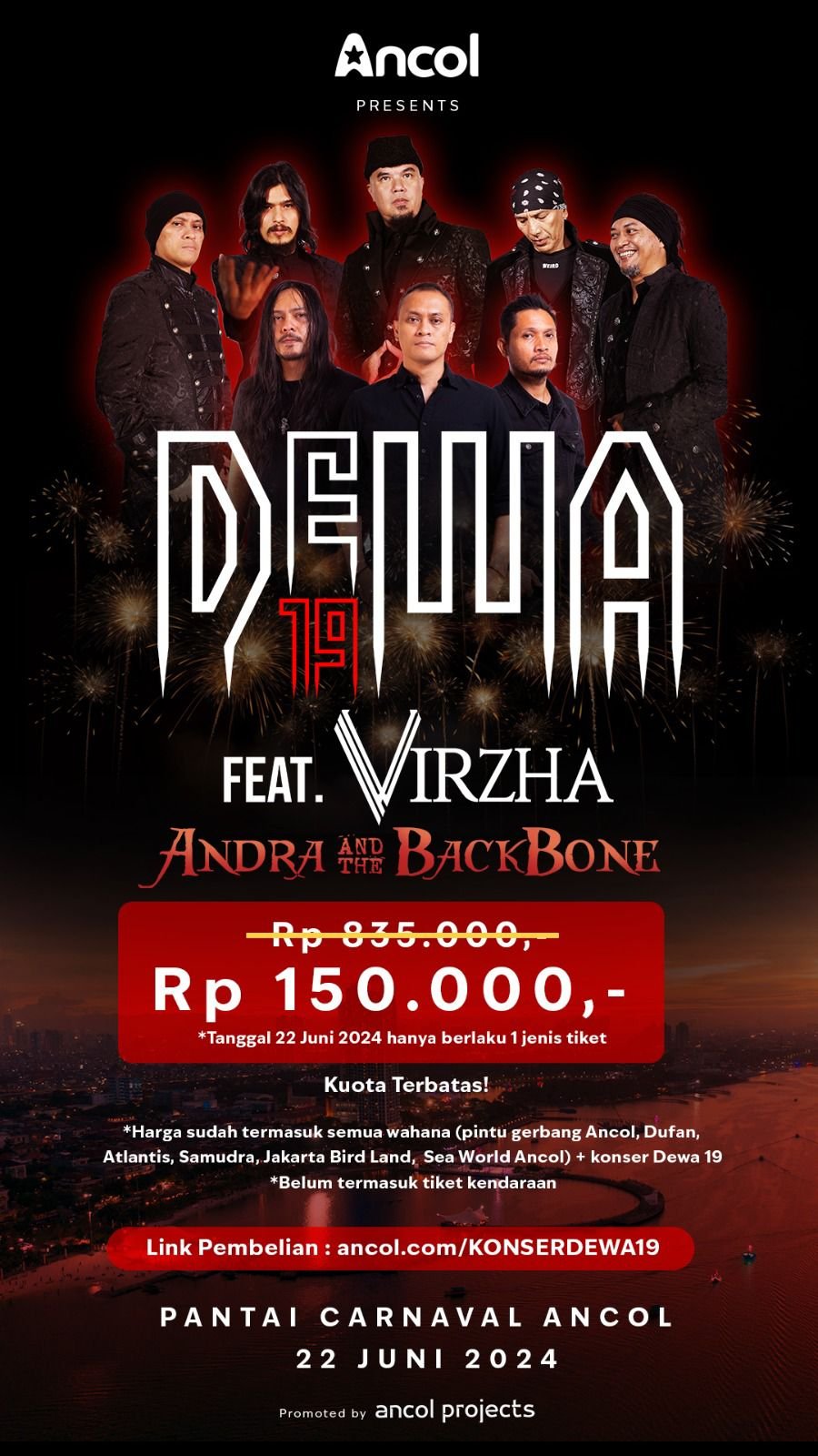 Dewa 19 Feat Firzha Meriahkan Malam Puncak Ulang Tahun Jakarta Ke 497 di Ancol