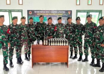 Prajurit Satgas Yonarmed 11 Kostrad Pos Labang Gagalkan Penyelundupan Miras dan Kosmetik Ilegal Asal Malaysia - TeropongRakyat.co