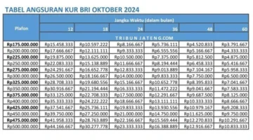 Info Angsuran BRI KUR 2024 periode Desember, Brosur Cicilan Lengkap Rp 1 Juta sampai Rp 500 Juta