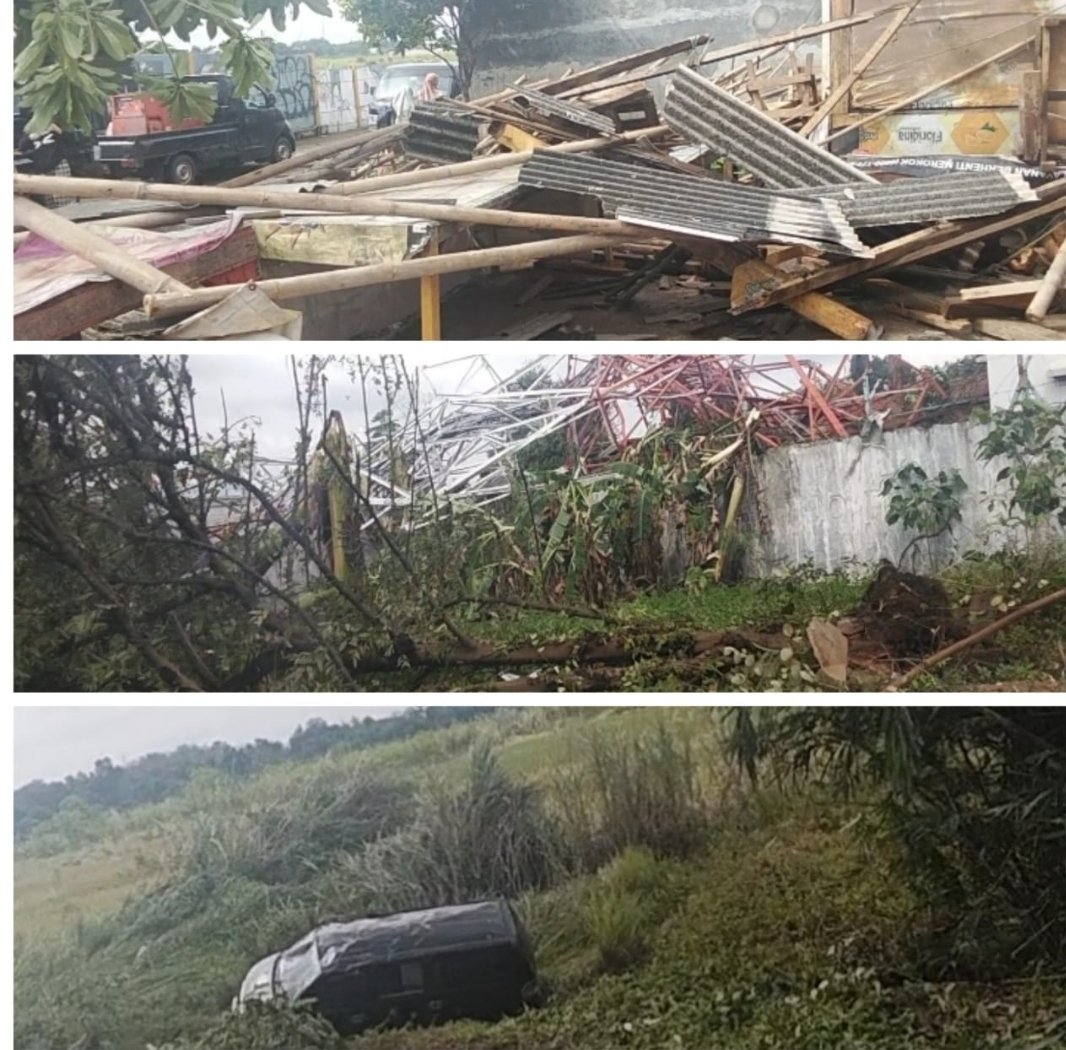 Angin Puting Beliung Terjang Desa Telanjung Akibatkan Banyak Bagunan Roboh 