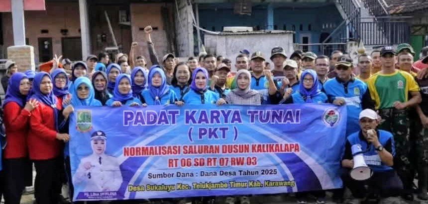 Indahnya Kebersamaan Warga Sukalayu Bersama Jonif 305 Kostrad dalam Rangka  Karya Bhakti Padat Karya 2025