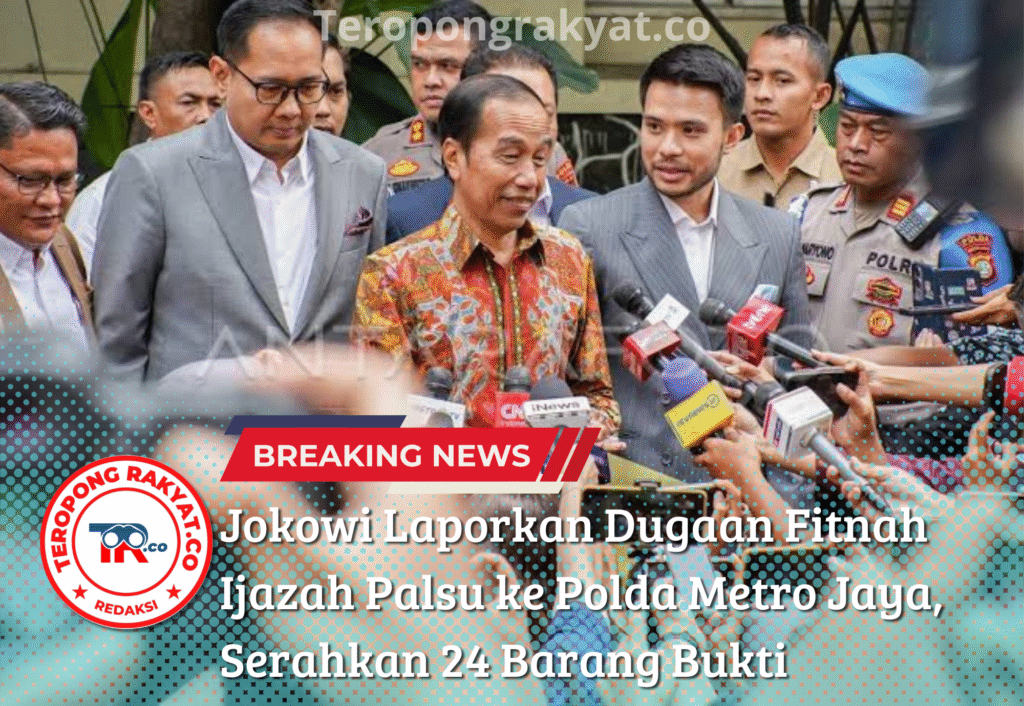 Portal Berita Indonesia dan Dunia Terkini Hari Ini, Update Harian Terbaru, Terlengkap, Tajam, Aktual dan Berimbang. Jokowi Laporkan Dugaan Fitnah Ijazah Palsu ke Polda Metro Jaya, Serahkan 24 Barang Bukti - Teropong Rakyat