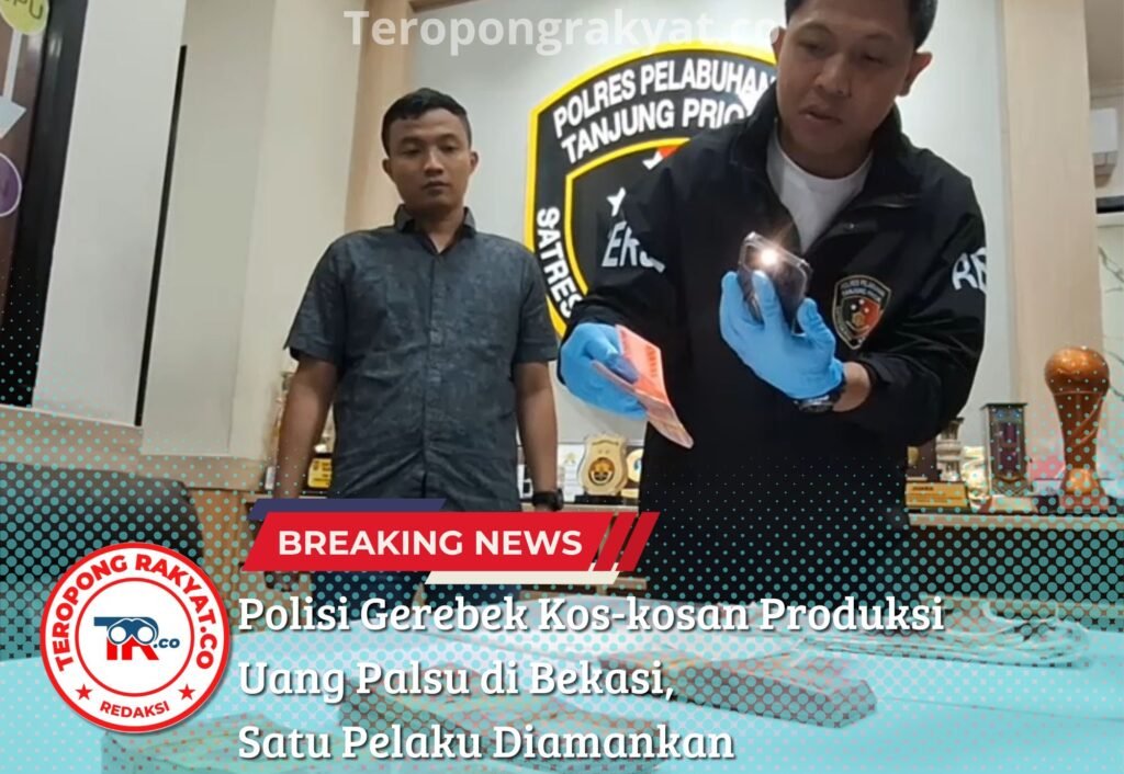 Polisi Gerebek Kos-kosan Produksi Uang Palsu di Bekasi, Satu Pelaku Diamankan - Teropong Rakyat