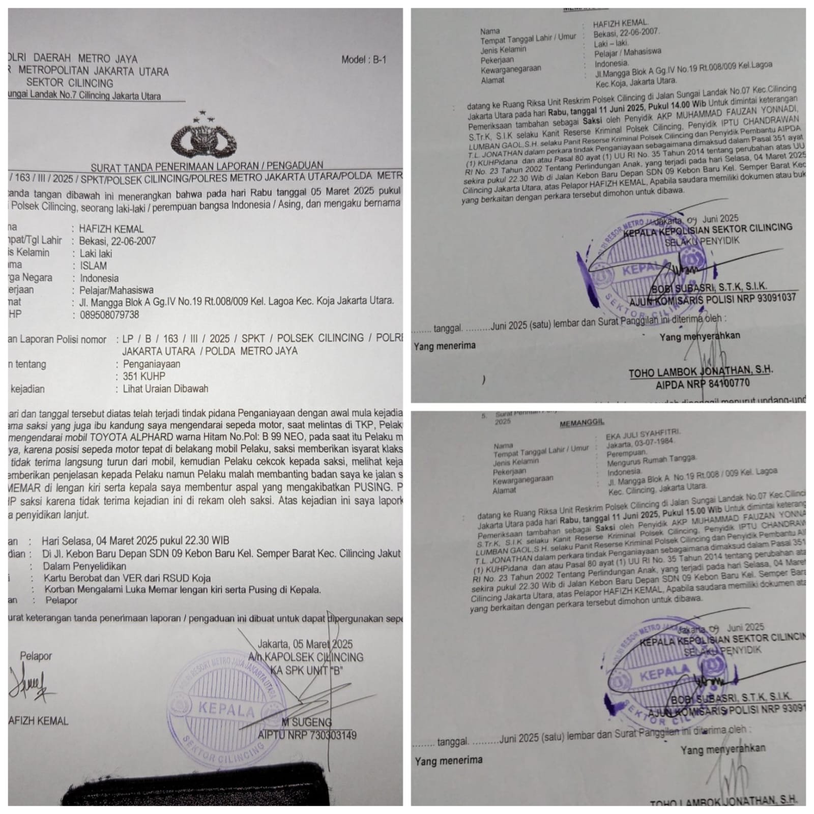 Kinerja Polsek Cilincing Lamban, Pelaku Penganiayaan Masih Bebas
