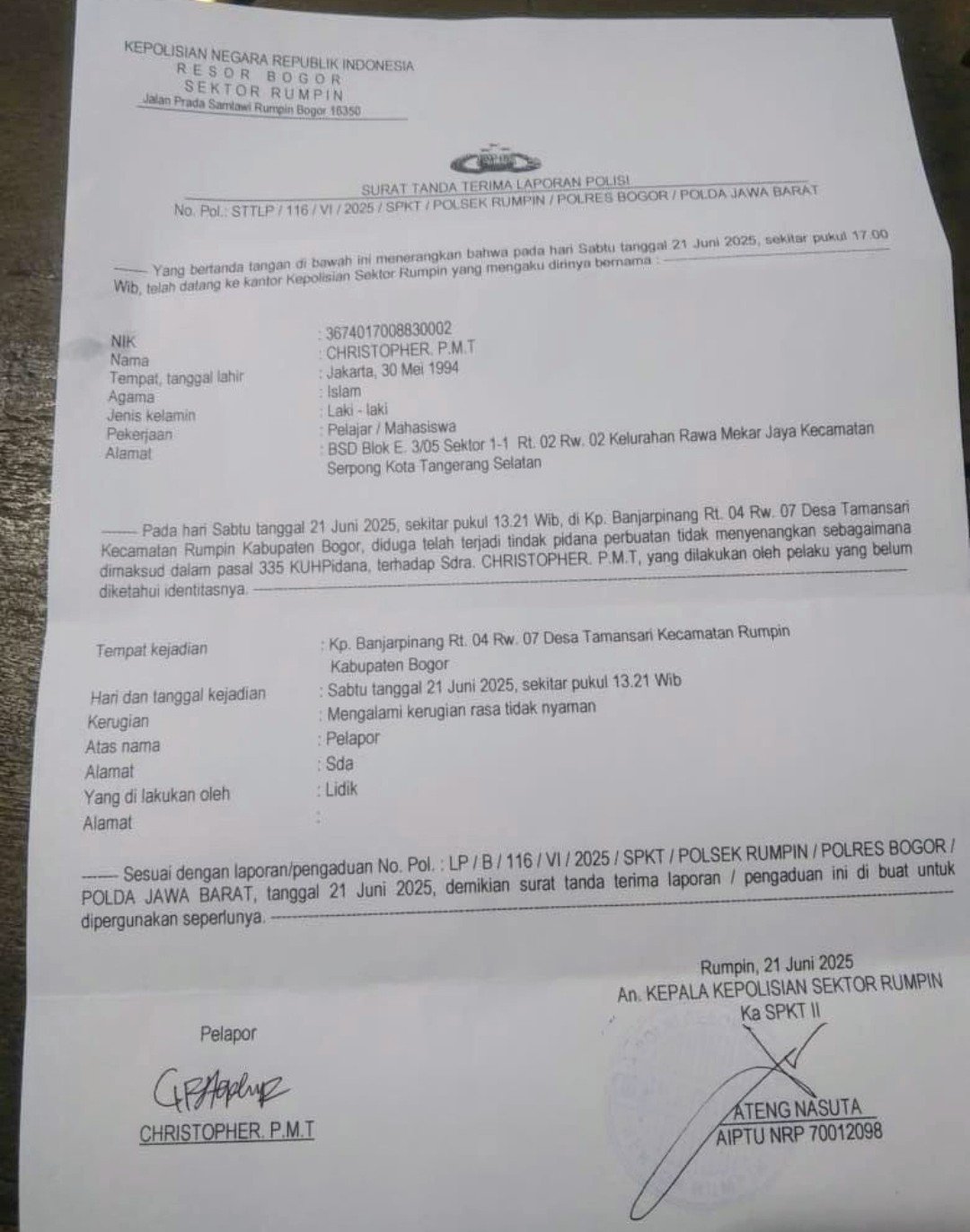 Kasus Intimidasi Wartawan  Oleh Mafia Migas Kebal Hukum Dilaporkan ke Mapolsek Rumpin, Mandek, Aktivis 98: Selain Abaikan Laporan, Segera Copot Kapolsek Rumpin?