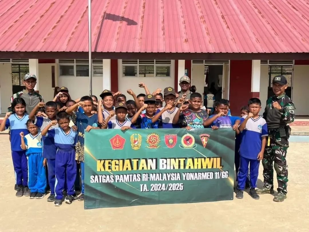 Yonarmed 11 Kostrad Tanamkan Nasionalisme di Sebatik Tengah