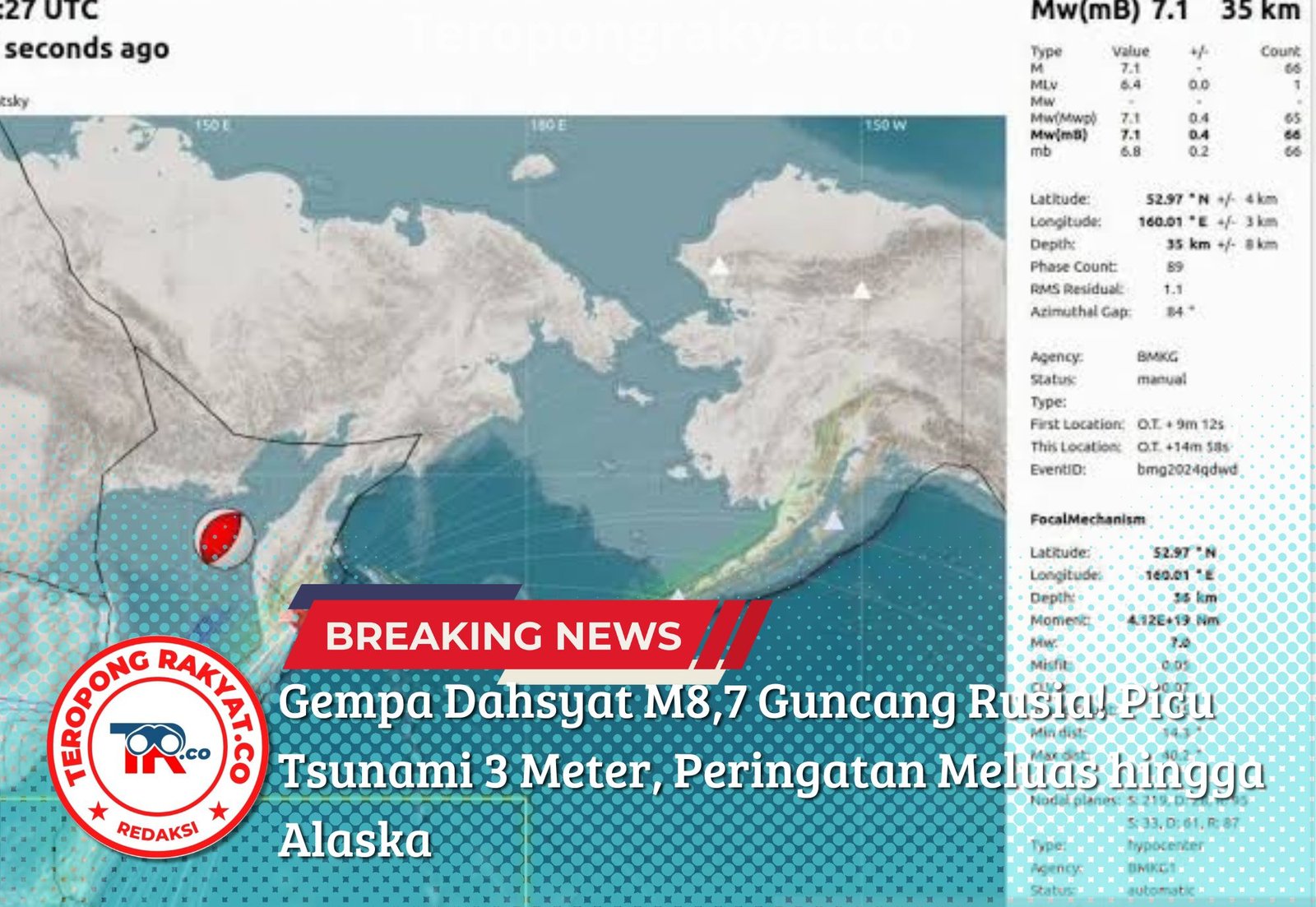Gempa Dahsyat M8,7 Guncang Rusia! Picu Tsunami 3 Meter, Peringatan Meluas hingga Alaska