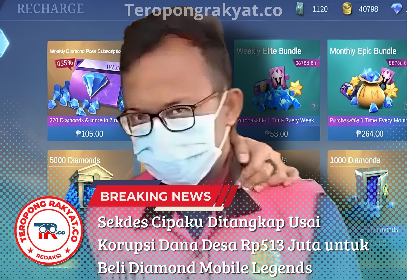 Sekdes Cipaku Ditangkap Usai Korupsi Dana Desa Rp513 Juta untuk Beli Diamond Mobile Legends