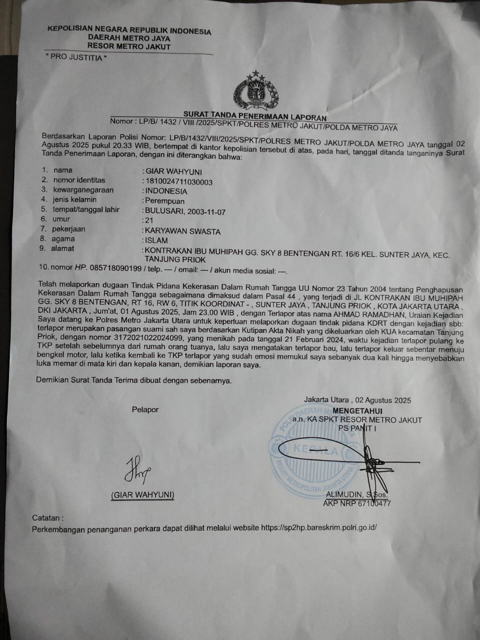 Ibu Rumah Tangga di Tanjung Priok Alami KDRT Parah, Pakar Hukum Desak Polisi Bertindak Tegas - Teropong Rakyat