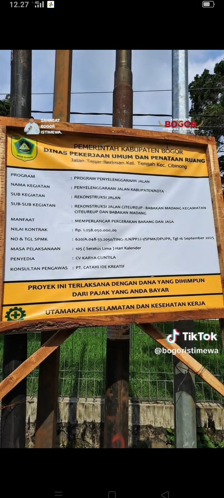 Diduga Tak Transparan, Nama Proyek PUPR di Babakan Madang Tak Sesuai dengan Pelaksanaan - Teropong Rakyat