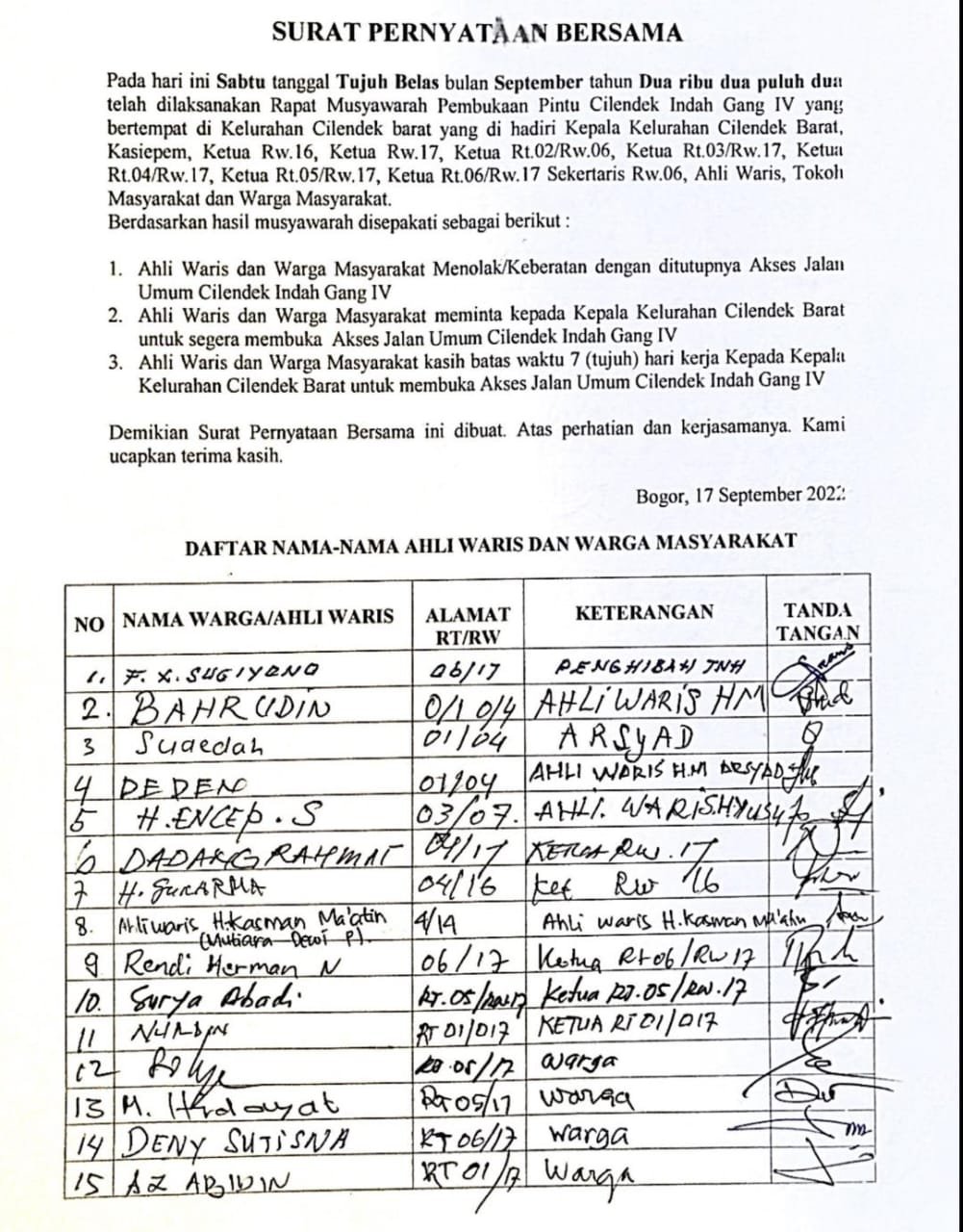 Portal Berita Indonesia dan Dunia Terkini Hari Ini, Update Harian Terbaru, Terlengkap, Tajam, Aktual dan Berimbang. Perdebatan Pembukaan Jalan Cilendek IV Masih Memanas, Warga Minta Sistem Fortal Buka Tutup Diberlakukan Kembali - Teropong Rakyat