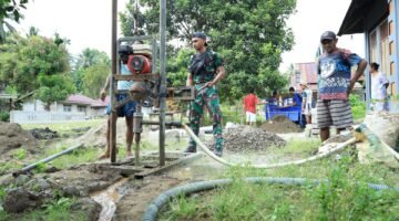 Atasi Krisis Air Bersih, Satgas TMMD Ke-126 Kodim 1505/Tidore Bangun 4 Titik Sumur Bor di Oba Selatan “TNI Manunggal Air”