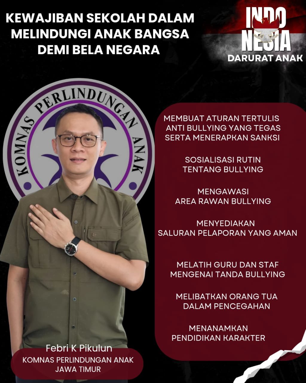 Ketua Komnas Perlindungan Anak Jawa Timur Tekankan Kewajiban Sekolah Lindungi Anak Bangsa sebagai Bagian dari Bela Negara