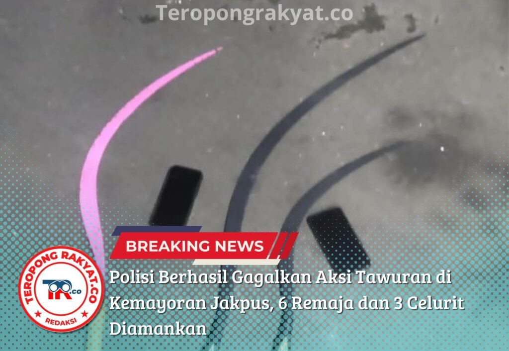 Polisi Berhasil Gagalkan Aksi Tawuran di Kemayoran Jakpus, 6 Remaja dan 3 Celurit Diamankan - Teropong Rakyat
