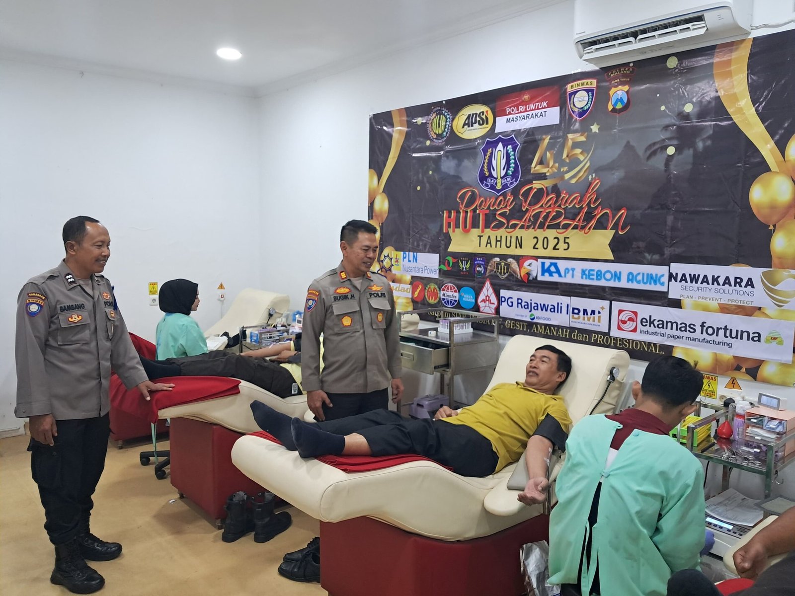 HUT ke – 45 Satpam kabupaten Malang tebar kepedulian Lewat Donor darah