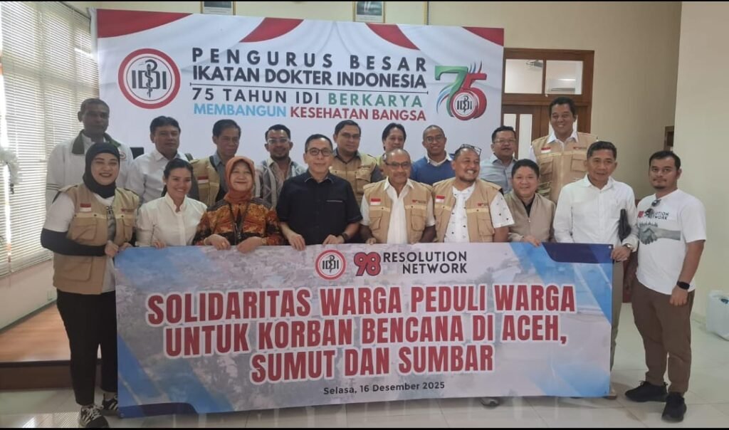 98 Resolution Network Salurkan 98 Juta Bencana Banjir Sumatera Melalui PB IDI - Teropong Rakyat
