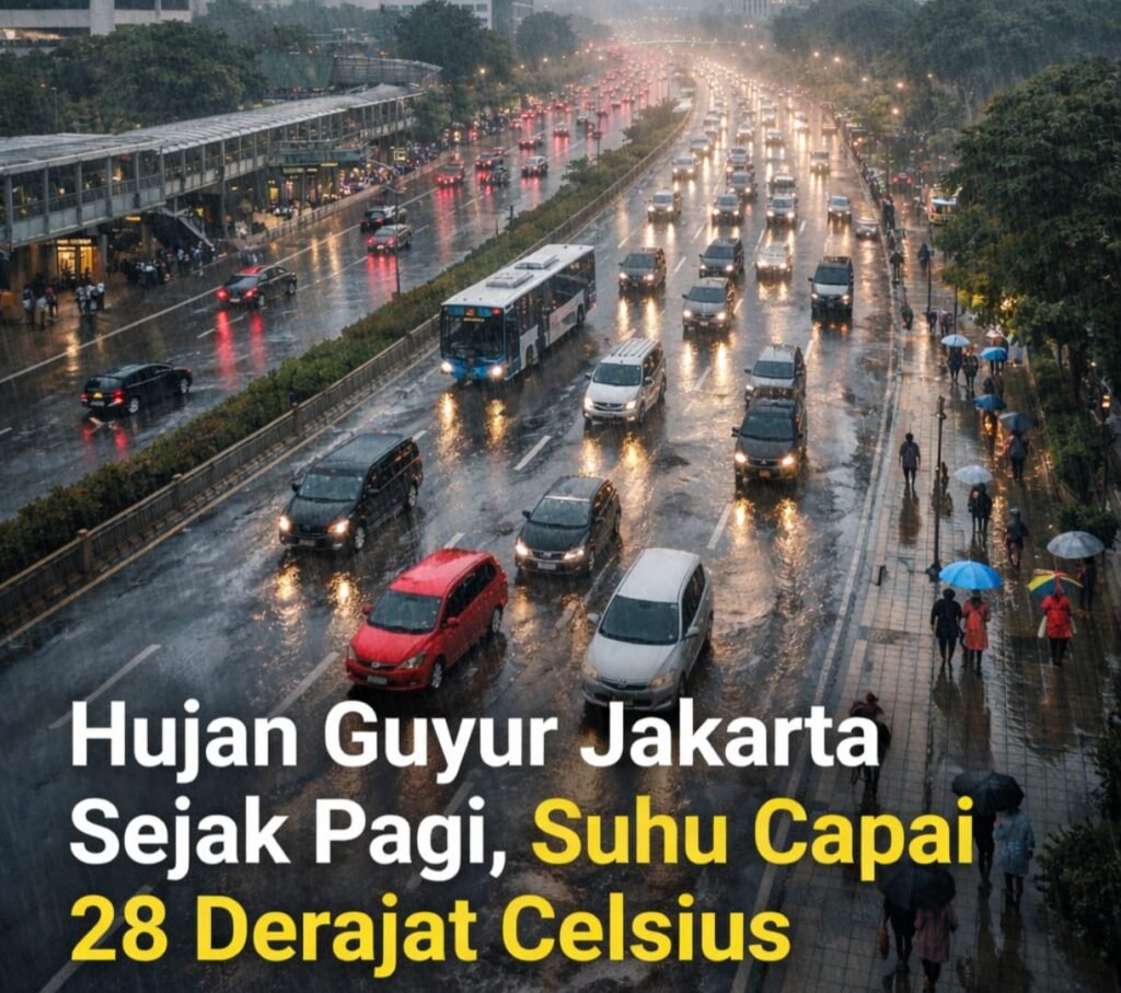Hujan Guyur Jakarta Sejak Pagi, Suhu Capai 28 Derajat Celsius - Teropong Rakyat