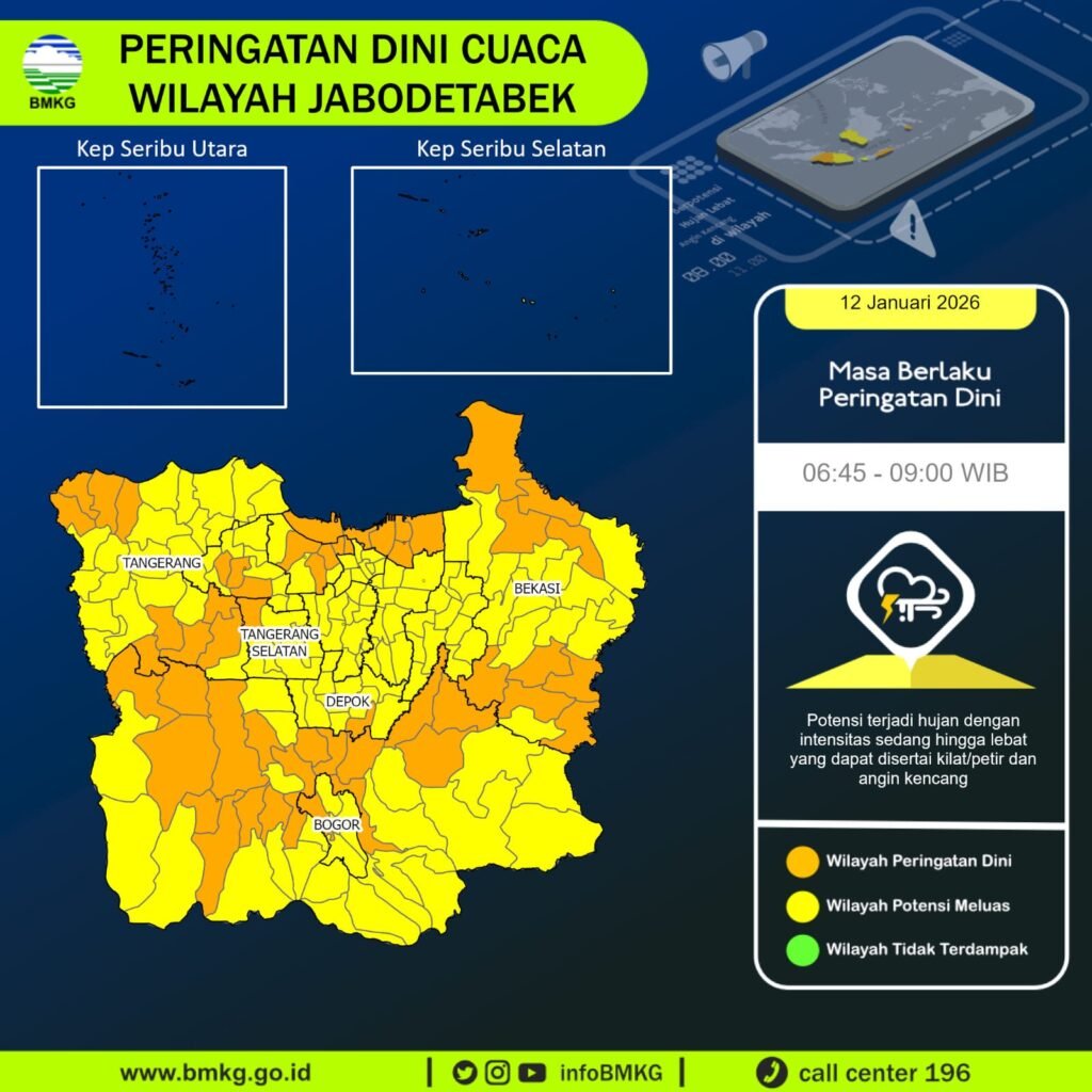 Portal Berita Indonesia dan Dunia Terkini Hari Ini, Update Harian Terbaru, Terlengkap, Tajam, Aktual dan Berimbang. BMKG Keluarkan Peringatan Dini Cuaca Jabodetabek, Hujan Lebat Berpotensi Disertai Petir - Teropong Rakyat