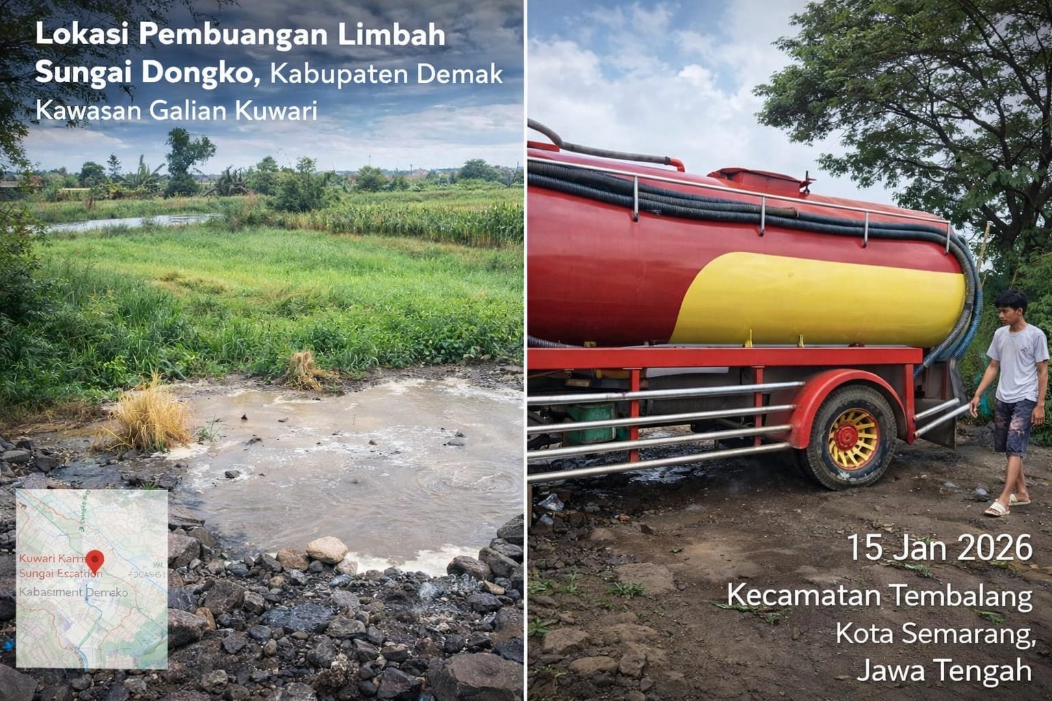 Dugaan Pembuangan Limbah Tinja dan Limbah Pabrik Cemari Sungai Dongko, DLH Demak Disorot