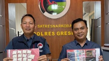 Polres Gresik Amankan Tersangka Pengedar Ribuan Pil Koplo di Tlogopojok