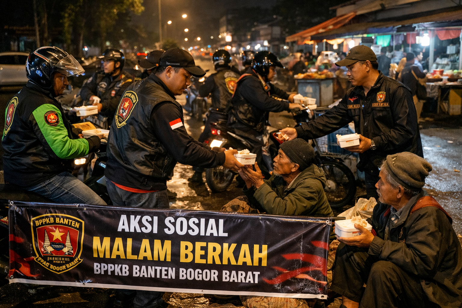 BPPKB Banten DPAC Bogor Barat Turun ke Jalan Tengah Malam, Gelar Aksi “Malam Berkah”