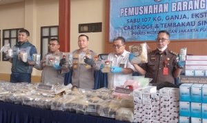 Ungkap Peredaran Narkoba Antarpulau, Polres Metro Jakpus Musnahkan Barang Bukti Senilai Rp130 Miliar