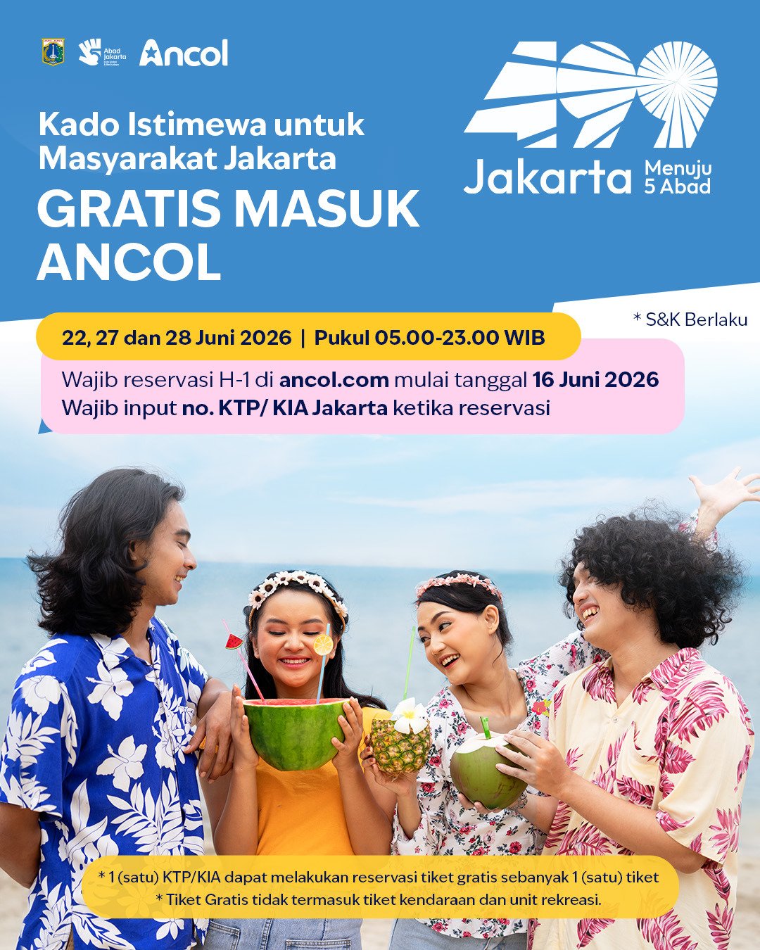 Bagi Warga Yang Ber-KTP Jakarta, Masuk Ancol Gratis Menjelang Hut Jakarta Ke-499