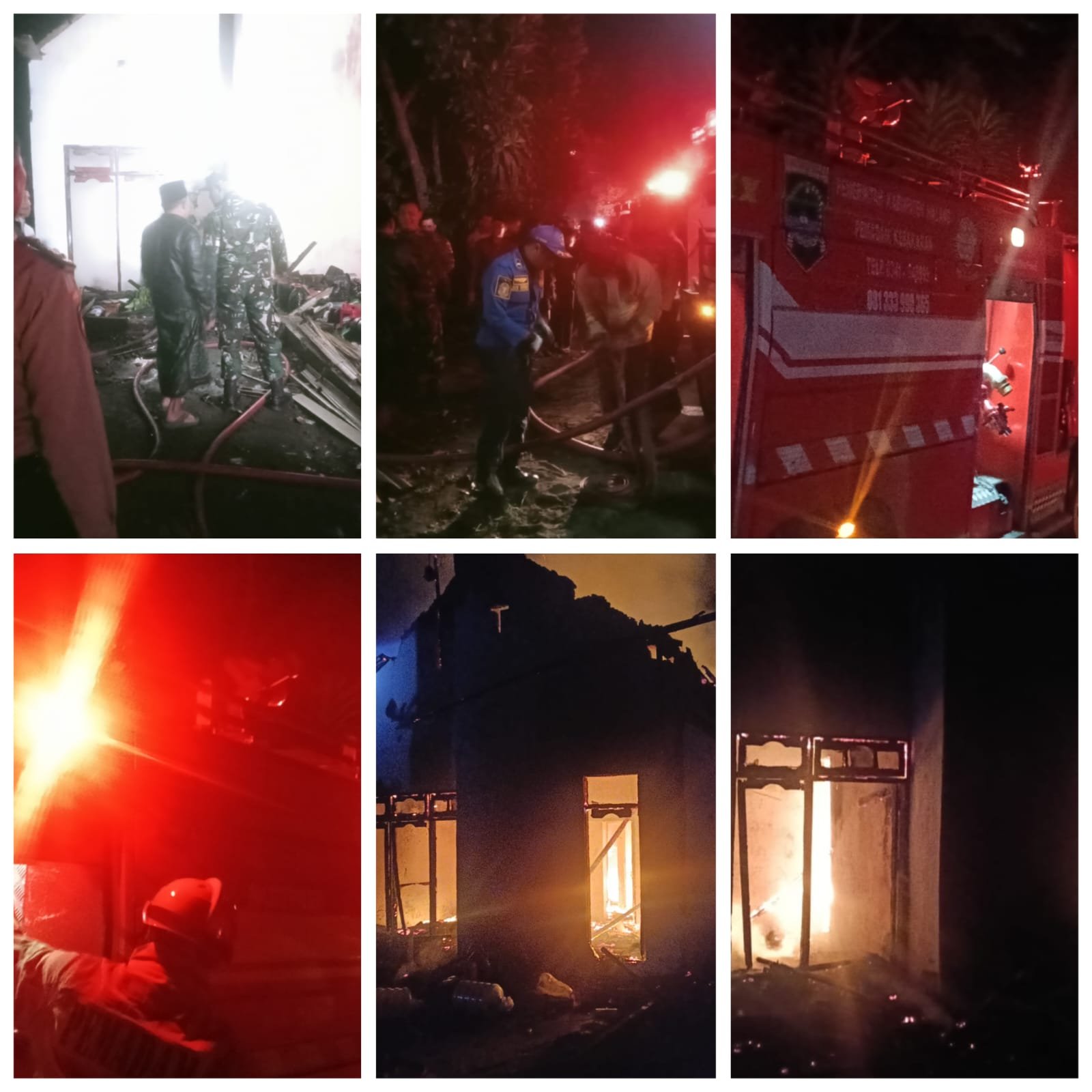 Rumah Warga di Wajak Ludes Dilalap Api, Damkar Kabupaten Malang Berjibaku Hingga Tengah Malam