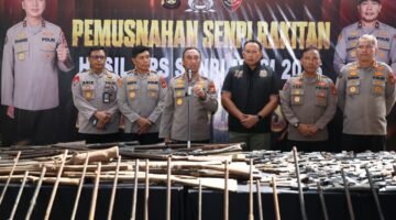 Negara Hadir Berantas Senpi Ilegal, Polda Sumsel Musnahkan Ratusan Senjata Api Hasil Ops Senpi Musi 2026