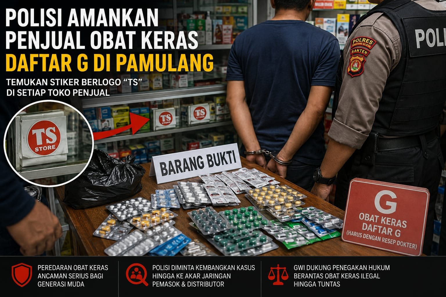 Polisi Ringkus Penjual Obat Keras Daftar G, Temuan Stiker “TS” Diduga Jadi Petunjuk Jaringan