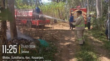 Api dari Bakar Sampah Hanguskan Lahan Tebu di Kepanjen, Damkar Bergerak Cepat Cegah Kebakaran Meluas