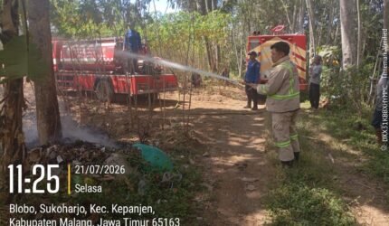 Api dari Bakar Sampah Hanguskan Lahan Tebu di Kepanjen, Damkar Bergerak Cepat Cegah Kebakaran Meluas - Teropong Rakyat