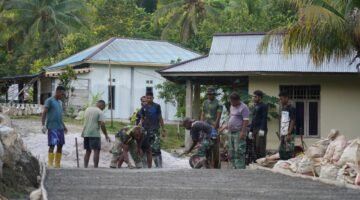 Progres Pengecoran Jalan TMMD Ke-129 Kodim 1807/Sorong Selatan Capai 55 Persen, Wujud Nyata Pengabdian TNI Membangun Desa