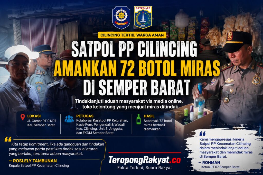 Satpol PP Kecamatan Cilincing Amankan 72 Botol Miras di Semper Barat, Ketua RW Apresiasi Gerak Cepat Petugas - Teropong Rakyat