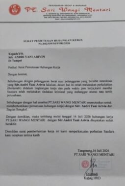 PT Sari Wangi Mentari Diduga Lakukan PHK Sepihak Kepada Korban Penusukan