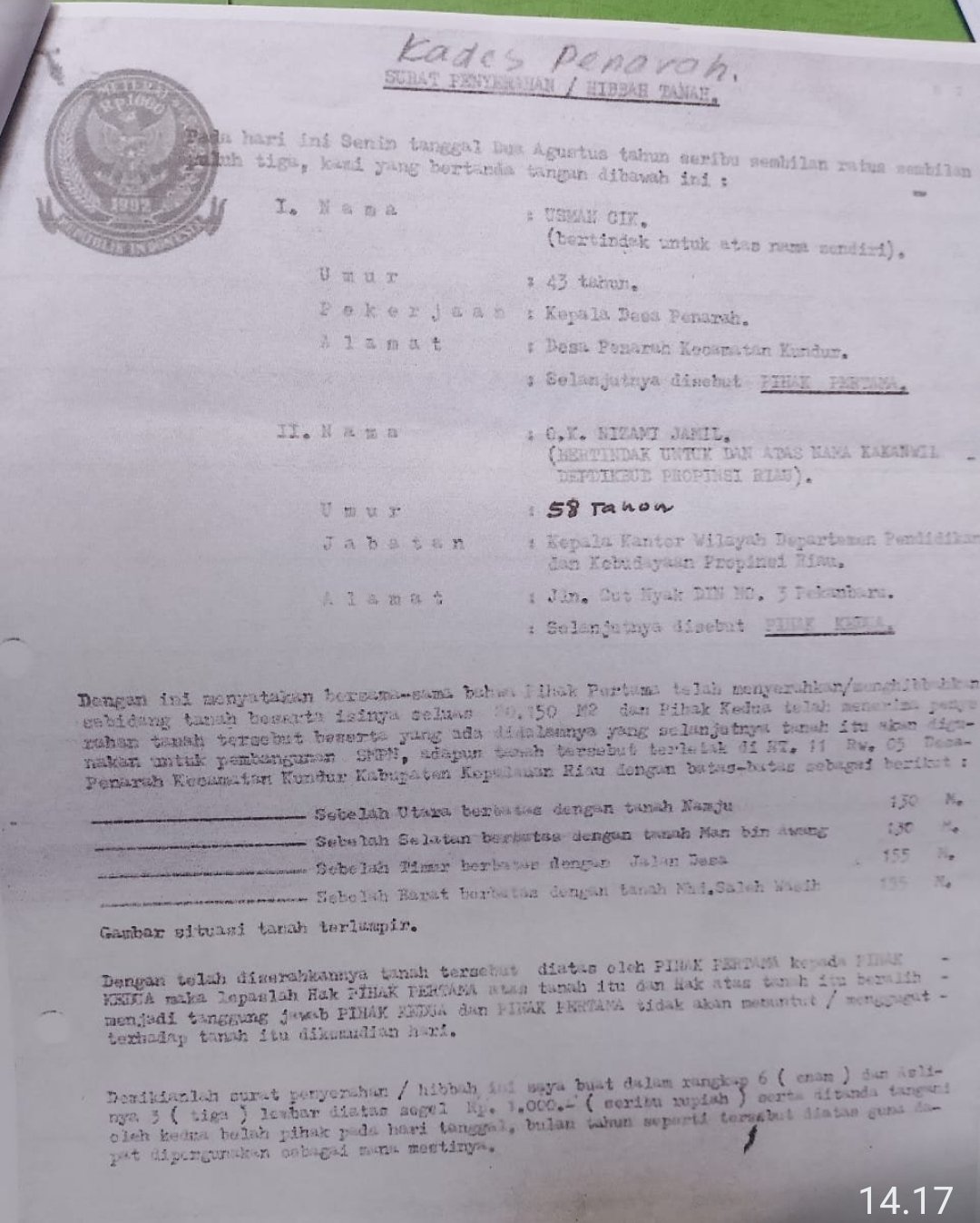 Buku Registrasi Hilang, 59 Surat Sporadik 112 Hektar di Karimun Diduga Rekayasa Mafia Tanah