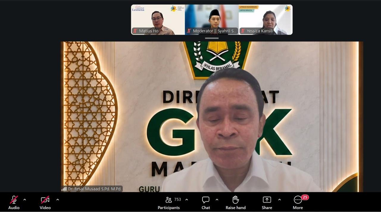 Direktur Guru dan Tenaga Kependidikan (GTK) Madrasah Direktorat Jenderal Pendidikan Islam Kementerian Agama RI, Fesal Musaad, menjadi narasumber dalam Program Internasional Literasi Keagamaan Lintas Budaya