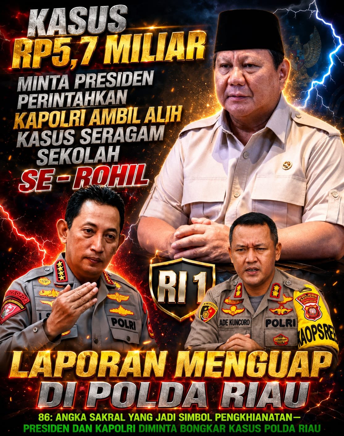 Presiden Diminta Turun Tangan: “Kapolri Harus Bongkar Dugaan Laporan Rp5,7 Miliar yang Diyakini Di-86-kan di Polda Riau”