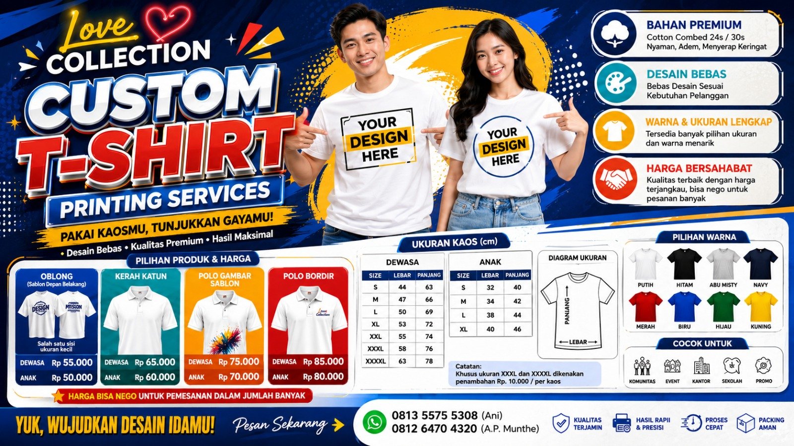 Love Collection: Wujudkan Kreativitasmu dengan Kaos Custom Berkualitas Premium