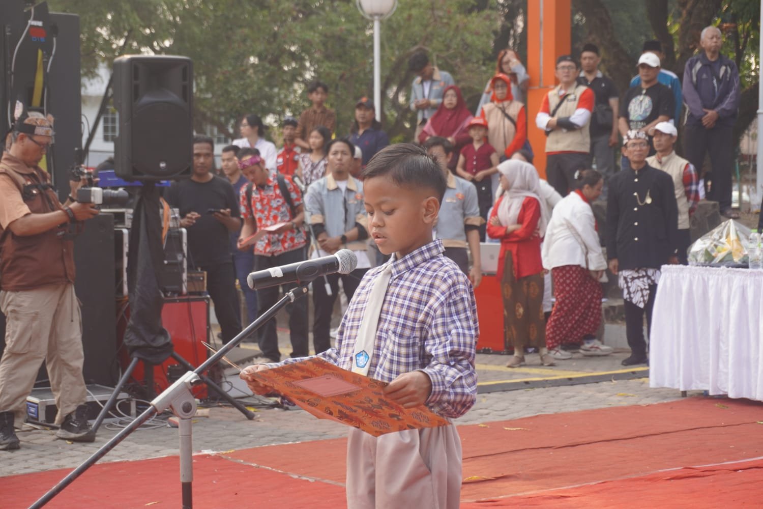 Siswa SDIT Bina Insani Sukun Rayhan Farrel Dipercaya Bacakan Teks Pancasila di Barikan Anak Nusantara