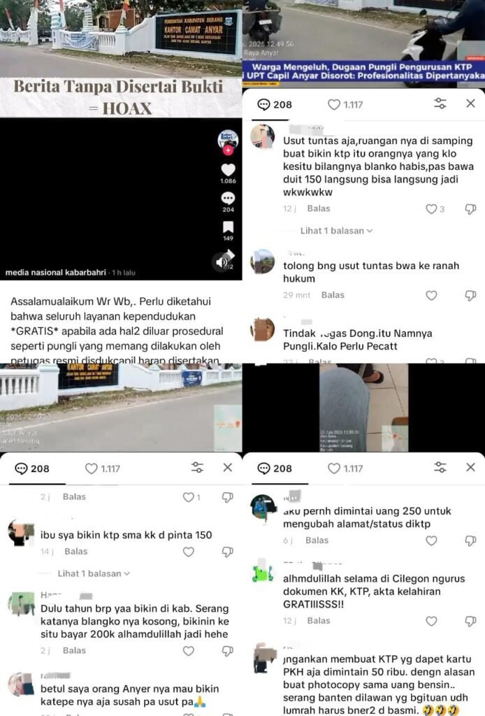 Disdukcapil Kabupaten Serang Bantah Dugaan Pungli di Capil Anyar, Namun Kesaksian Warga di Media Sosial Justru Menguatkan Sorotan - Teropong Rakyat