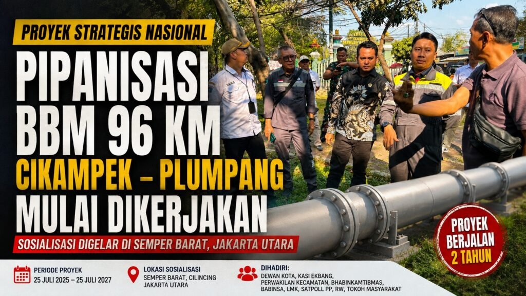 Portal Berita Indonesia dan Dunia Terkini Hari Ini, Update Harian Terbaru, Terlengkap, Tajam, Aktual dan Berimbang. Proyek Strategis Pipanisasi BBM Cikampek–Plumpang Mulai Dikerjakan, Sosialisasi Digelar di Semper Barat - Teropong Rakyat
