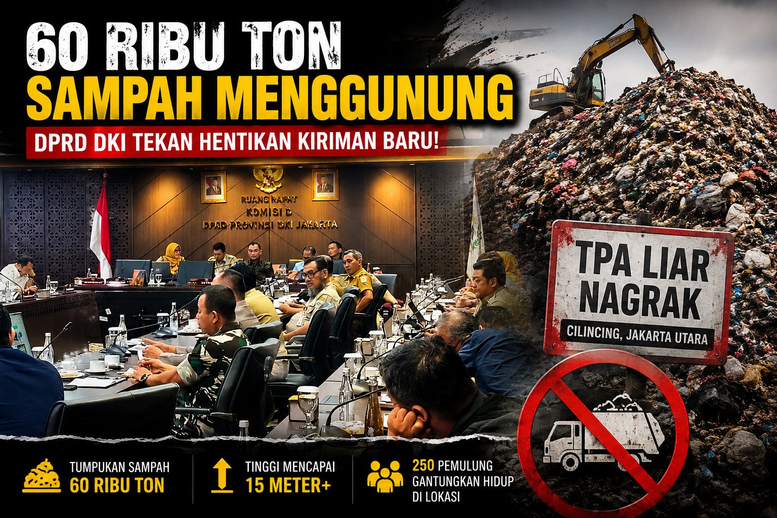 Gunungan Sampah 60 Ribu Ton di Nagrak Disorot DPRD DKI, Tingginya Capai 15 Meter