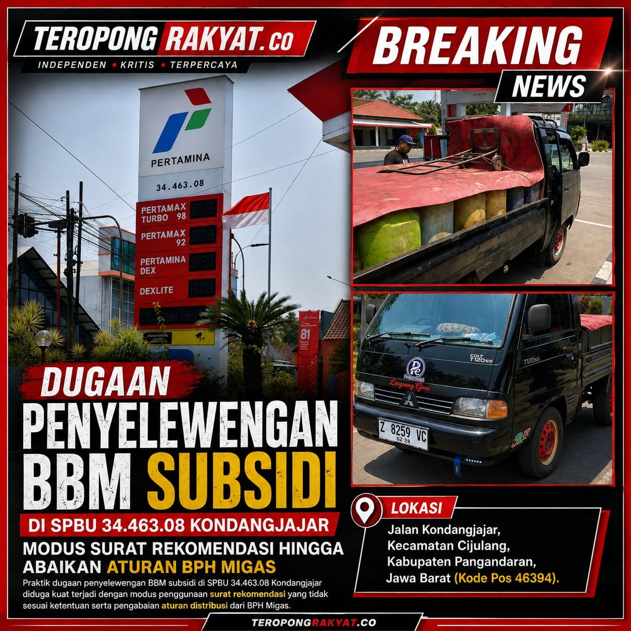 Dugaan Penyelewengan BBM Subsidi di SPBU Kondangjajar, Modus Surat Rekomendasi Disorot
