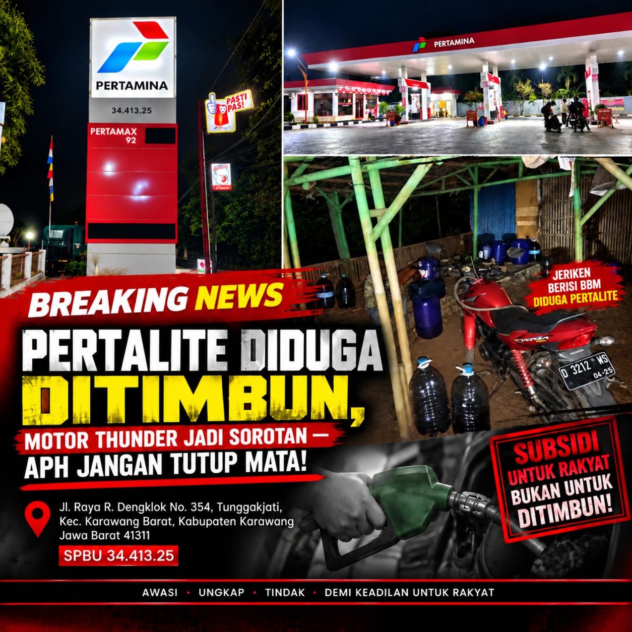 Dugaan Mafia Pertalite di Karawang Disorot, APH Diminta Bertindak