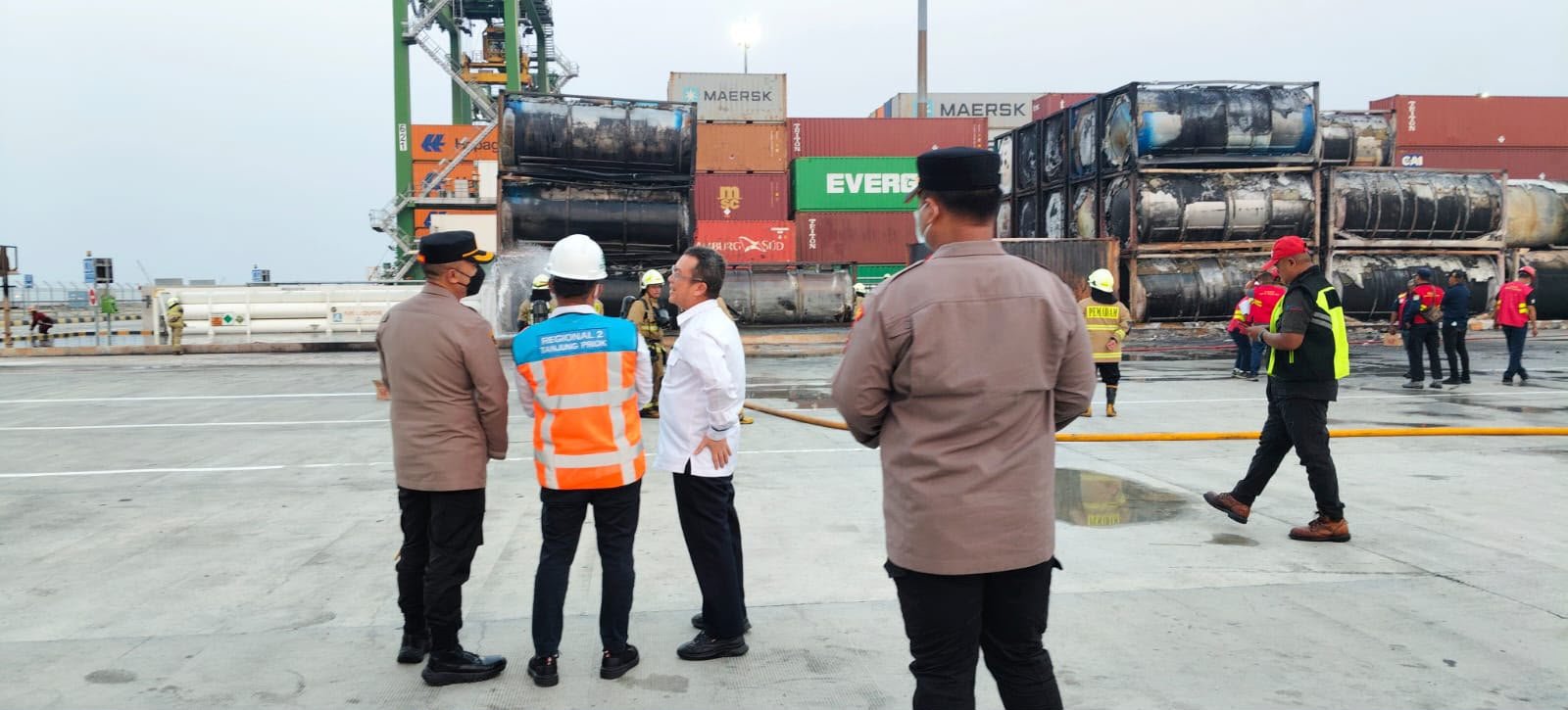 Kontainer Terbakar di NPCT 1, Polres Pelabuhan Tanjung Priok Gandeng Labfor Lakukan Penyelidikan