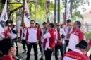 DPD LSM LIRA Kota Batu, saat turun aksi damai mengawal sidang putusan kasus pembunuhan mahasiswi UMM, Faradila Amalia Najwa, di Pengadilan Negeri Malang Kelas IA. (Den)