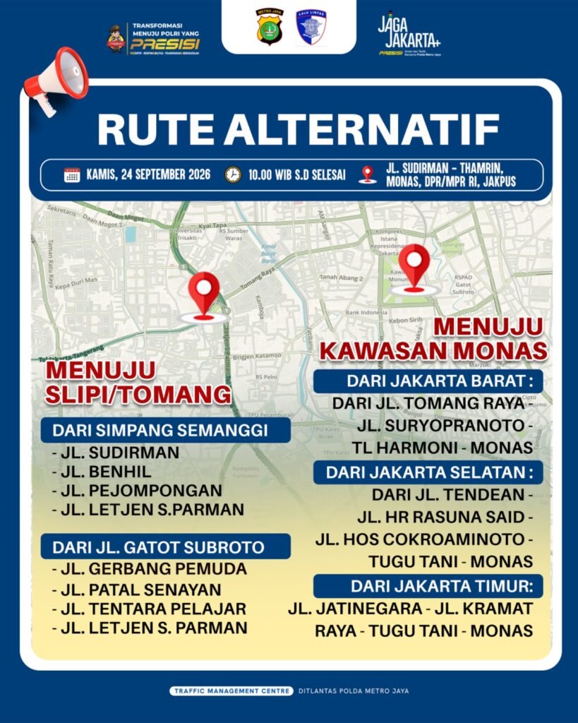Polda Metro Jaya Siapkan Rekayasa Lalu Lintas Situasional, Warga Diimbau Rencanakan Perjalanan - Teropong Rakyat