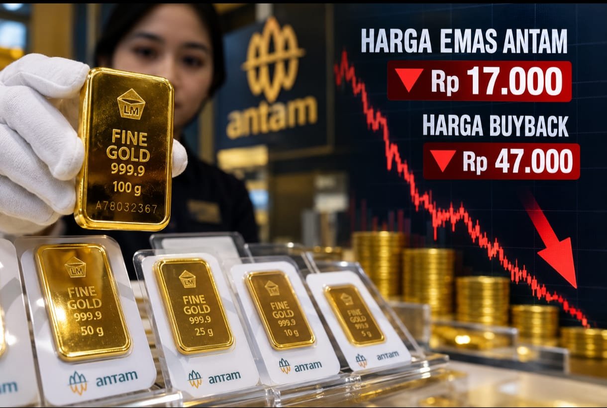 Harga Emas Antam Turun Rp17.000, Harga Buyback Anjlok Rp47.000